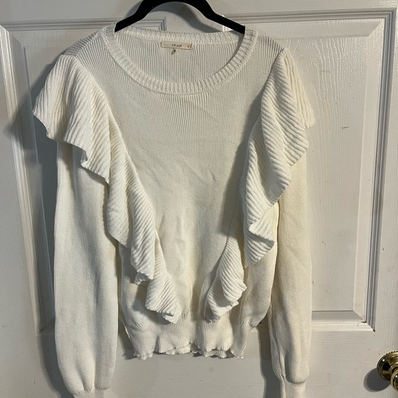 Le Lis Sweaters - Le Lis White Ruffle Crew Neck Sweater
